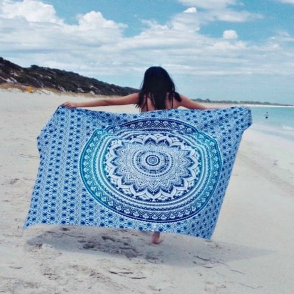 NEW Blue Ombre Mandala Twin Tapestry
